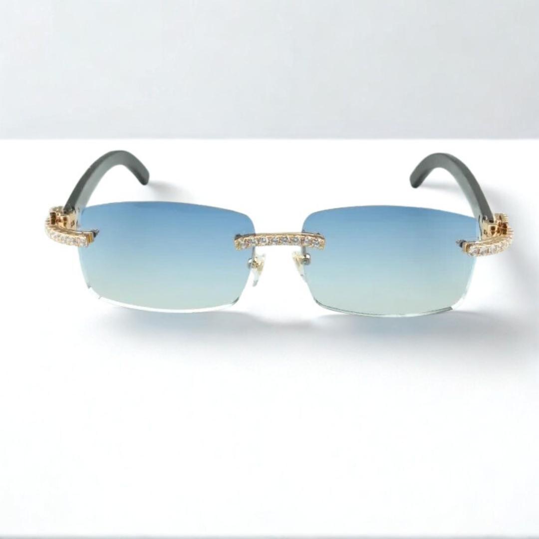 CZ White Buffs Blue Lens - Dolla Shades