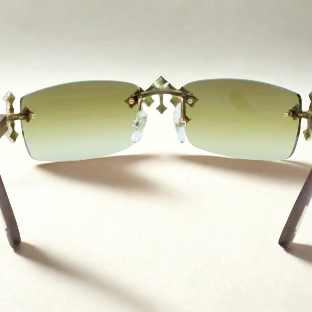 Iced Out Cross Wooden Frames - Brown Lens - Dolla Shades