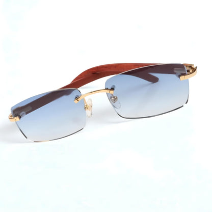 Wooden Frames - Blue Lens - Dolla Shades