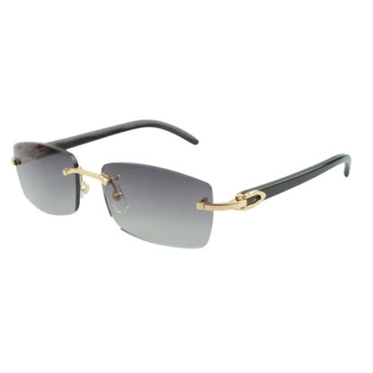 Black Buffs Red Lens Sunglasses | Premium Rimless Eyewear