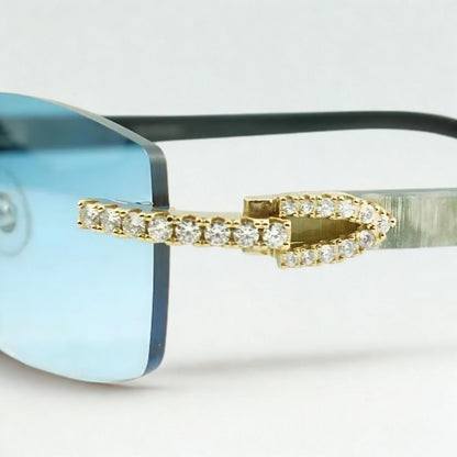 Iced Out White Buffs Blue Lens