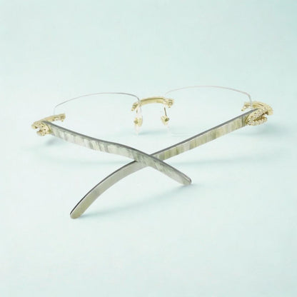 Iced Out White Buffs Clear Lens