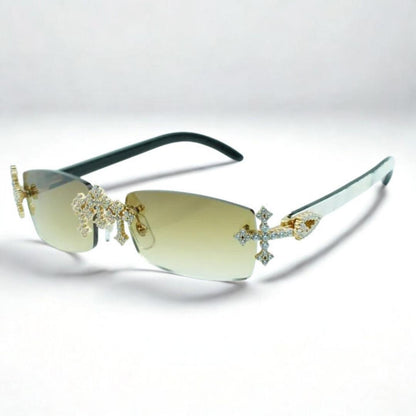 Iced Out Cross White Buffs - Red Lens