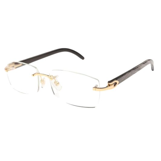 Black Buffs Clear Lens Sunglasses | Premium Rimless Eyewear