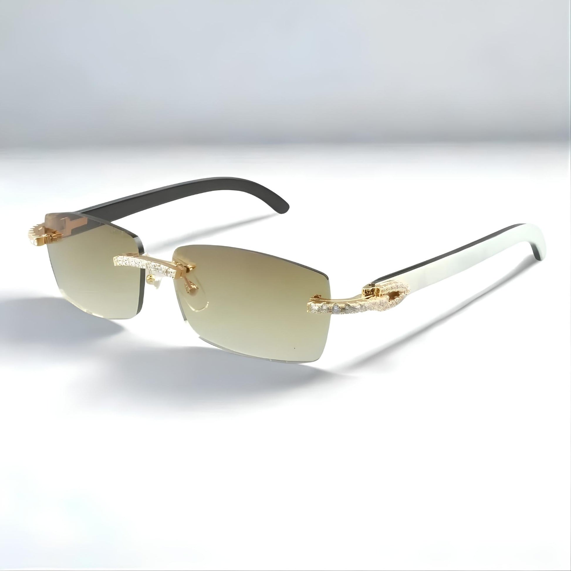 CZ White Buffs Blue Lens - Dolla Shades