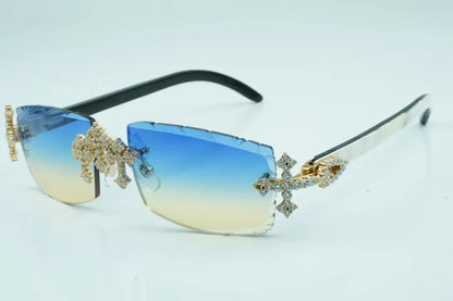 Iced Out Cross White Buffs - Purple Diamond Cut Lens