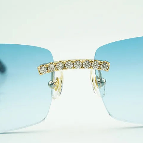 Iced out White Buffs - Blue Lens