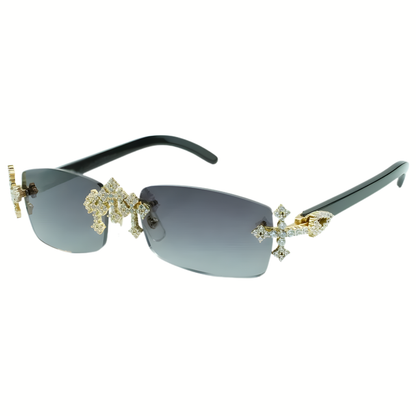 Iced Out Cross Black Buffs - Blue Lens