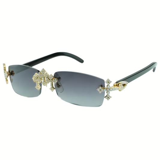 Iced Out Cross Black Buffs - Silver Lens