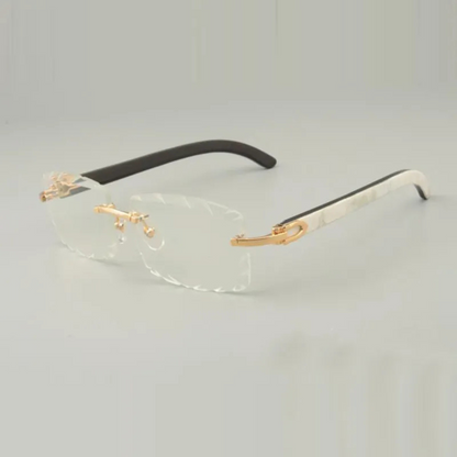 White Buffs Clear Diamond Cut Sunglasses | Premium Rimless Eyewear