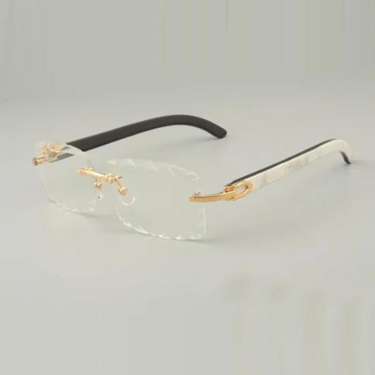White Buffs Clear Diamond Cut Sunglasses | Premium Rimless Eyewear