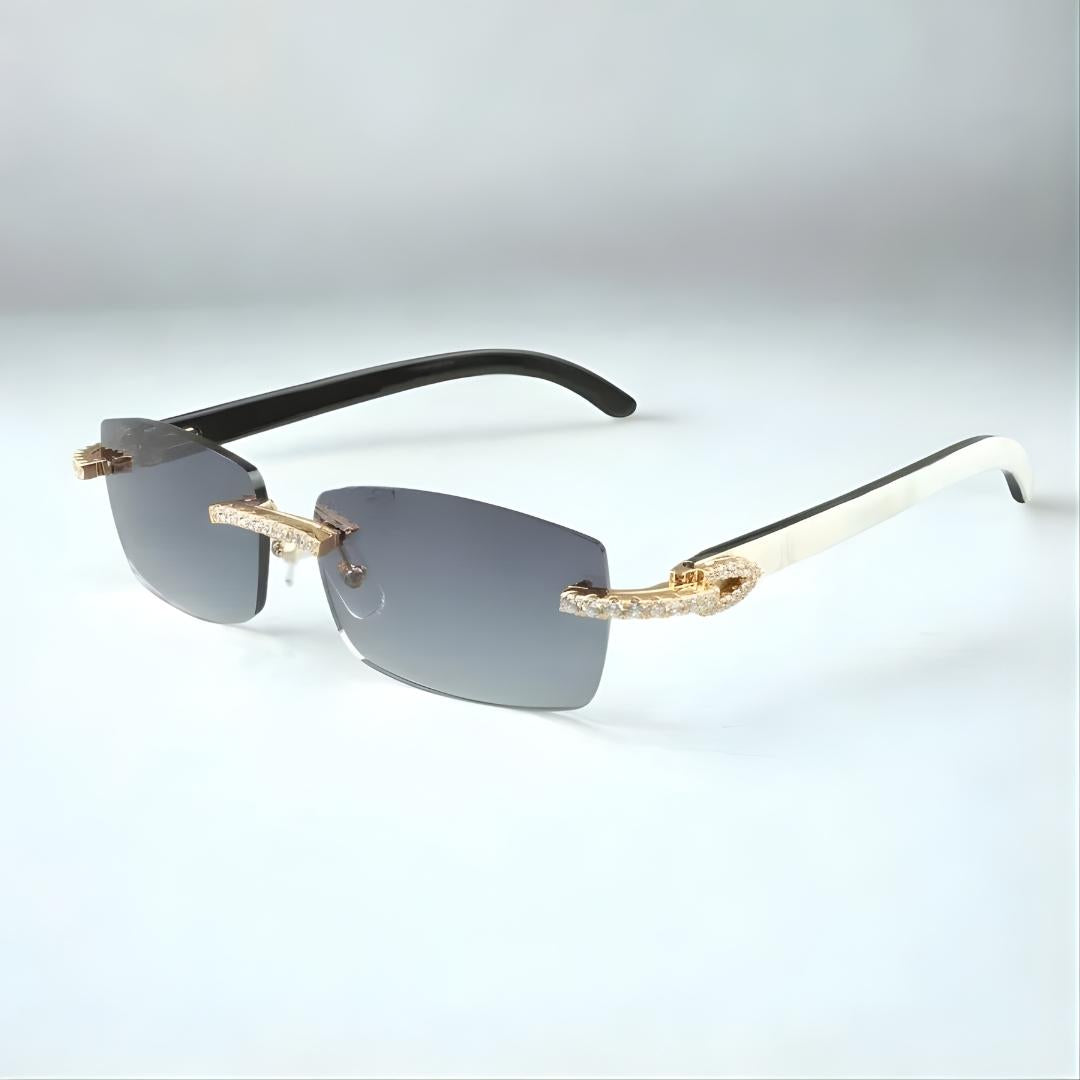 CZ White Buffs Blue Lens - Dolla Shades