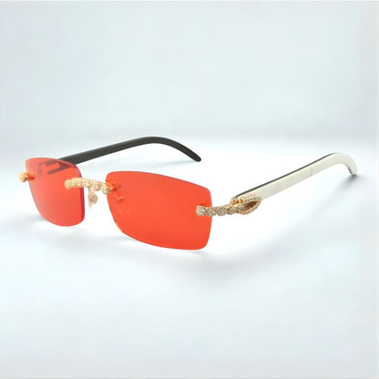 Bouquet White Buffs Blue Lens - Dolla Shades