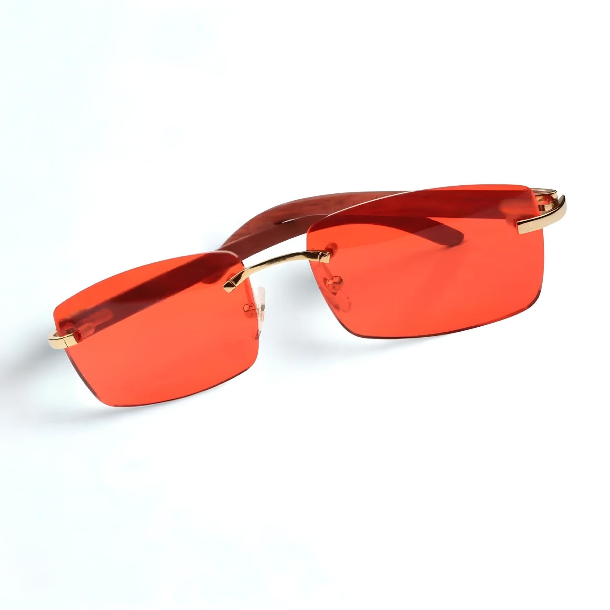Wooden Frames - Red Lens - Dolla Shades