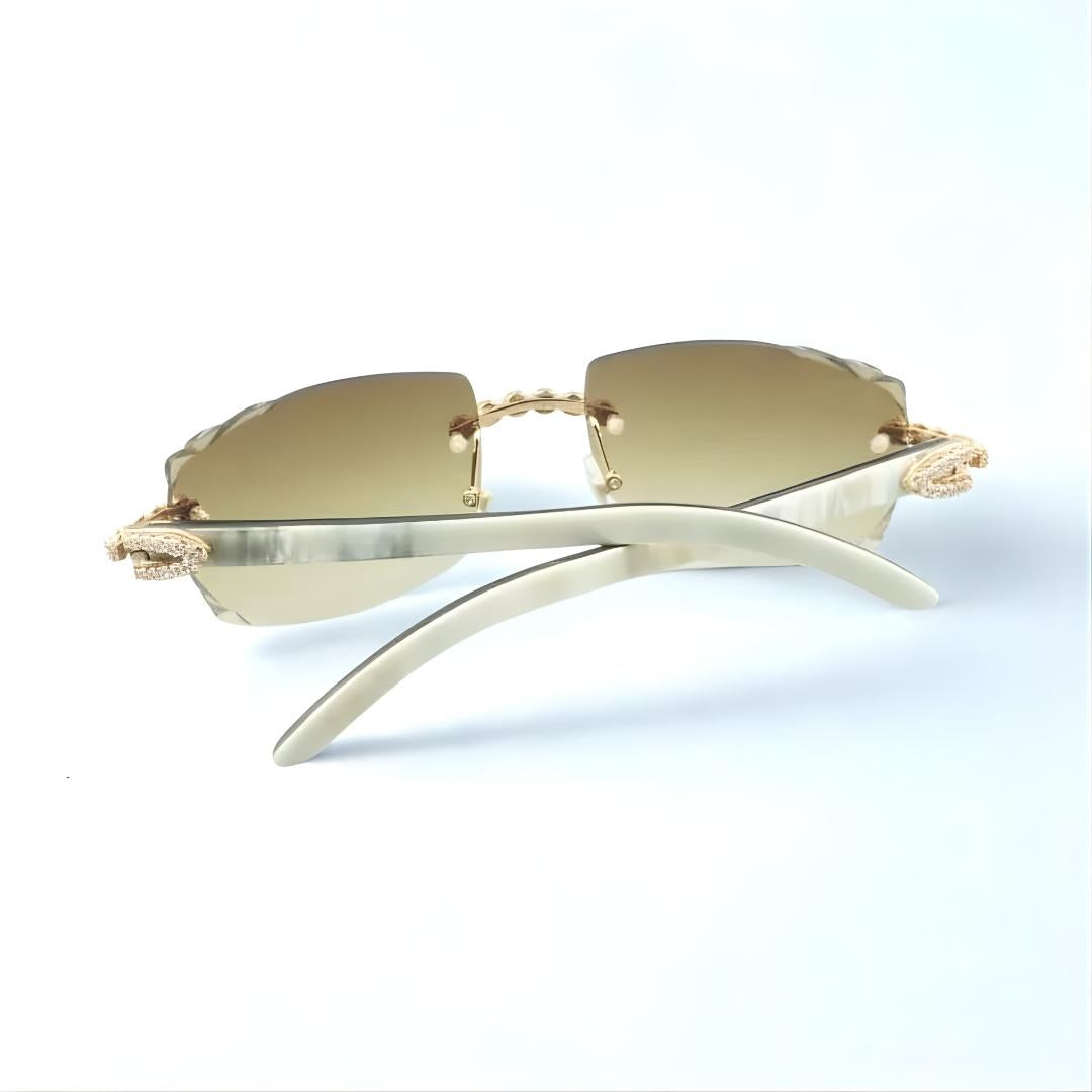 Bouquet White Buffs Cut Brown Lens - Dolla Shades