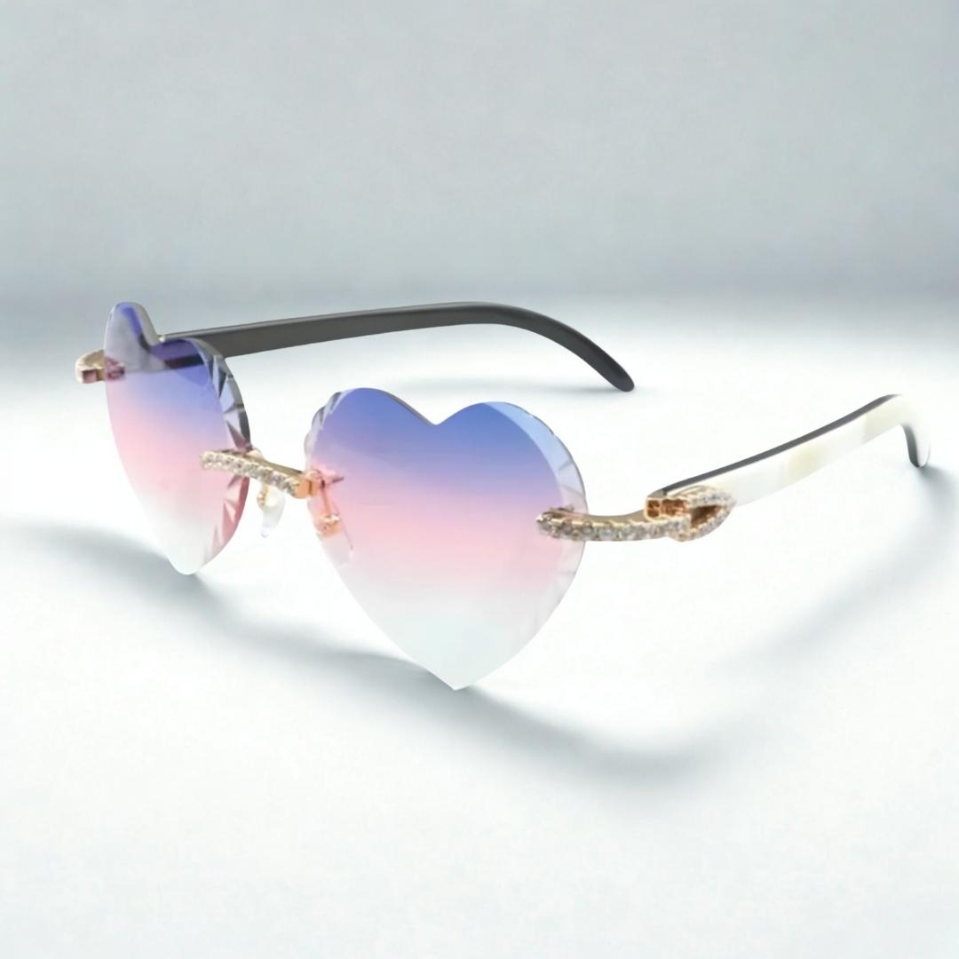 Iced Out White Buffs - Purple Heart Lenses - Dolla Shades