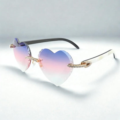 Iced Out White Buffs - Purple Heart Lenses - Dolla Shades
