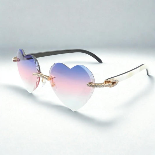Iced Out White Buffs - Purple Heart Lenses - Dolla Shades