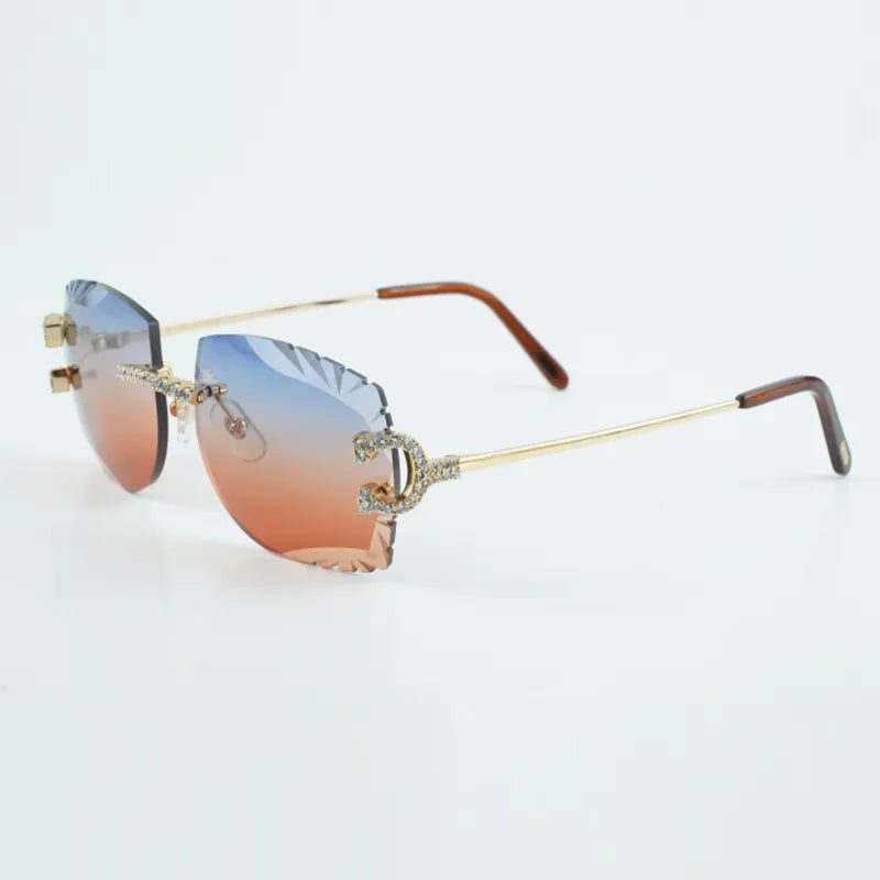 Iced Out C Decor Wires - Diamond Cut Light Blue Lens