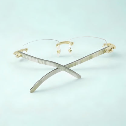 Iced Out White Buffs Clear Lens - Dolla Shades