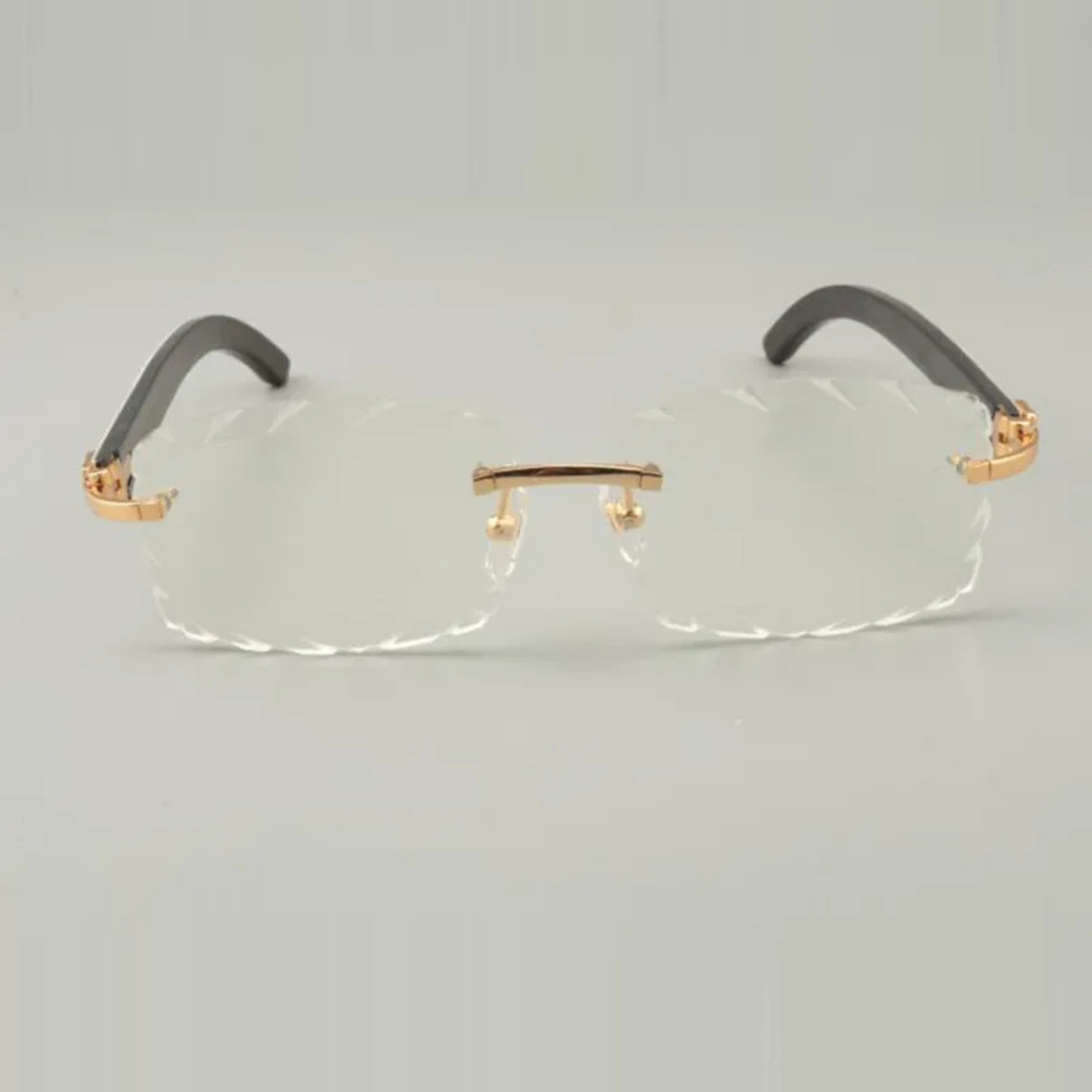 White Buffs Clear Diamond Cut Sunglasses | Premium Rimless Eyewear
