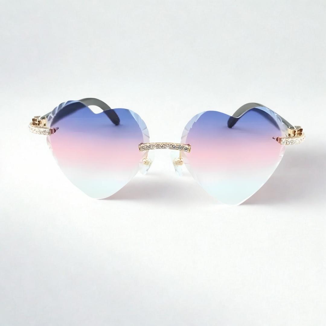 Iced Out White Buffs - Purple Heart Lenses - Dolla Shades