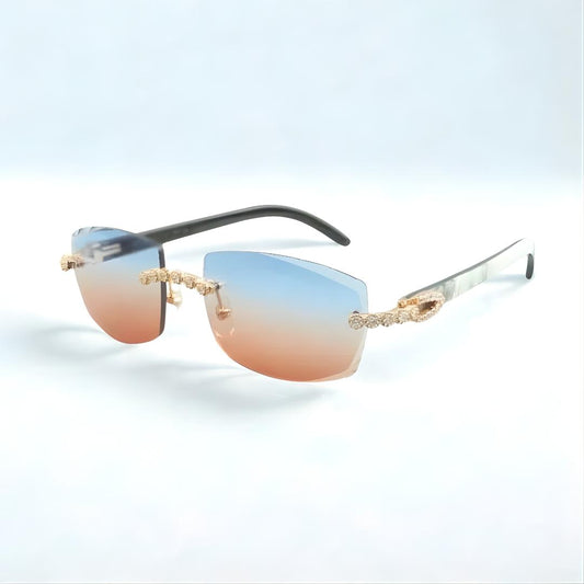 Bouquet White Buffs Cut Light Green Lens - Dolla Shades