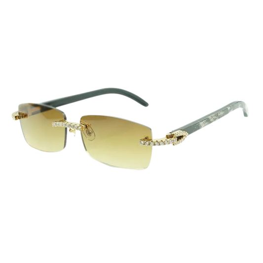 Iced Out Black Buffs Brown Lens Sunglasses