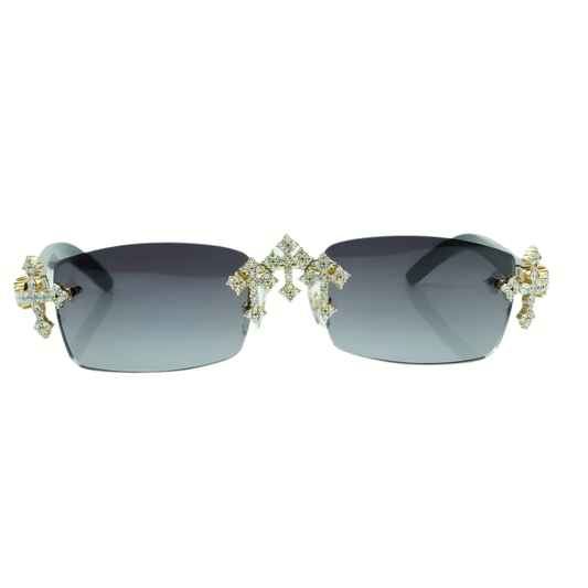 Iced Out Cross Black Buffs - Silver Lens