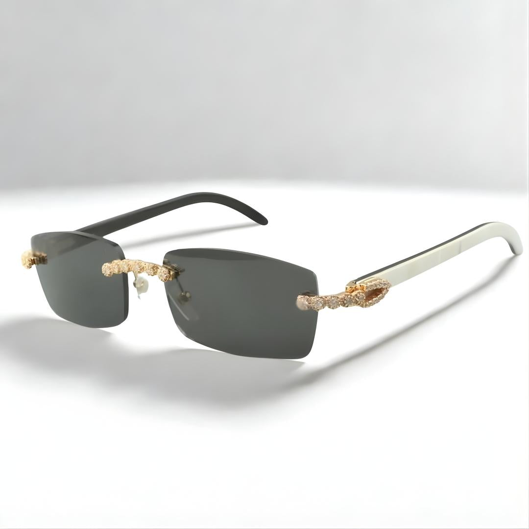 Bouquet White Buffs Blue Lens - Dolla Shades