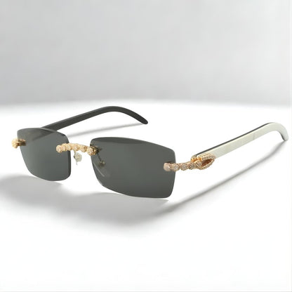 Bouquet White Buffs Blue Lens - Dolla Shades