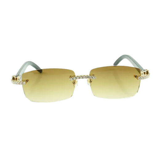 Iced Out Black Buffs Brown Lens Sunglasses