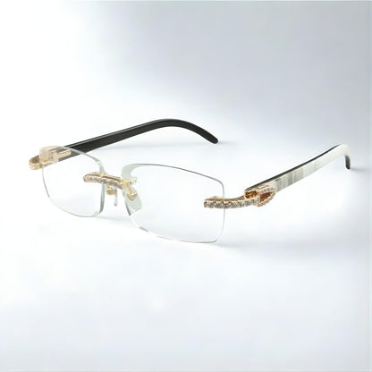 CZ White Buffs Blue Lens - Dolla Shades