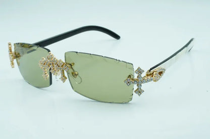 Iced Out Cross White Buffs - Purple Diamond Cut Lens