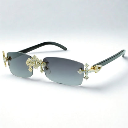 Iced Out Cross Black Buffs - Blue Lens