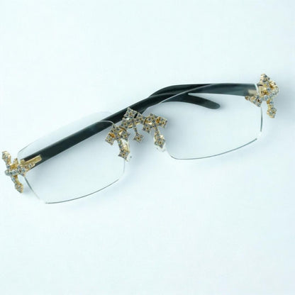 Iced Out Cross White Buffs - Clear Lens