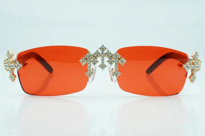 Iced Out Cross White Buffs - Red Lens