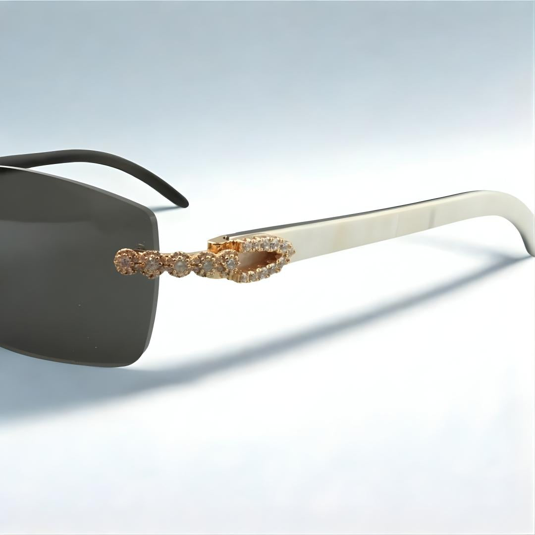 Bouquet White Buffs Black Lens - Dolla Shades