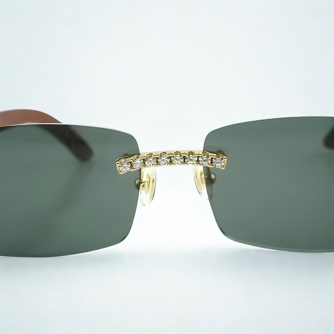 Iced Out Wooden Frames Black Lens - Dolla Shades
