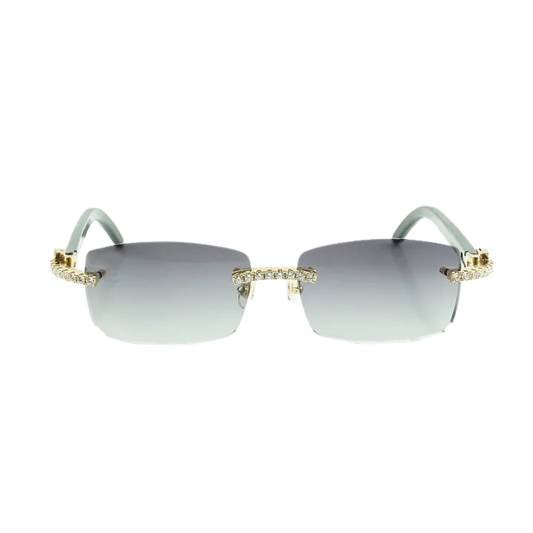Iced Out Black Buffs Silver Lens Sunglasses