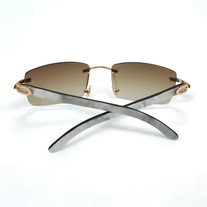 White Buffs Brown Lens - Dolla Shades