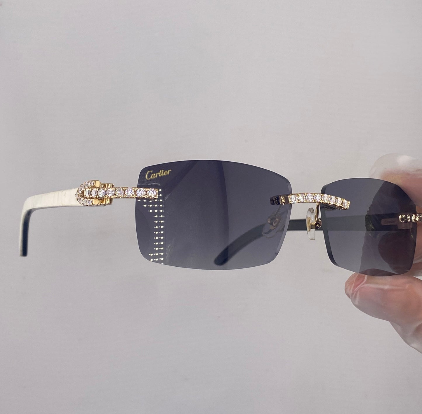 Iced out White Buffs - Black Tinted Lens