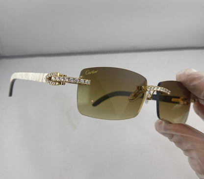 Iced out White Buffs - Brown Lens