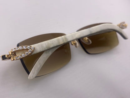 Iced out White Buffs - Brown Lens