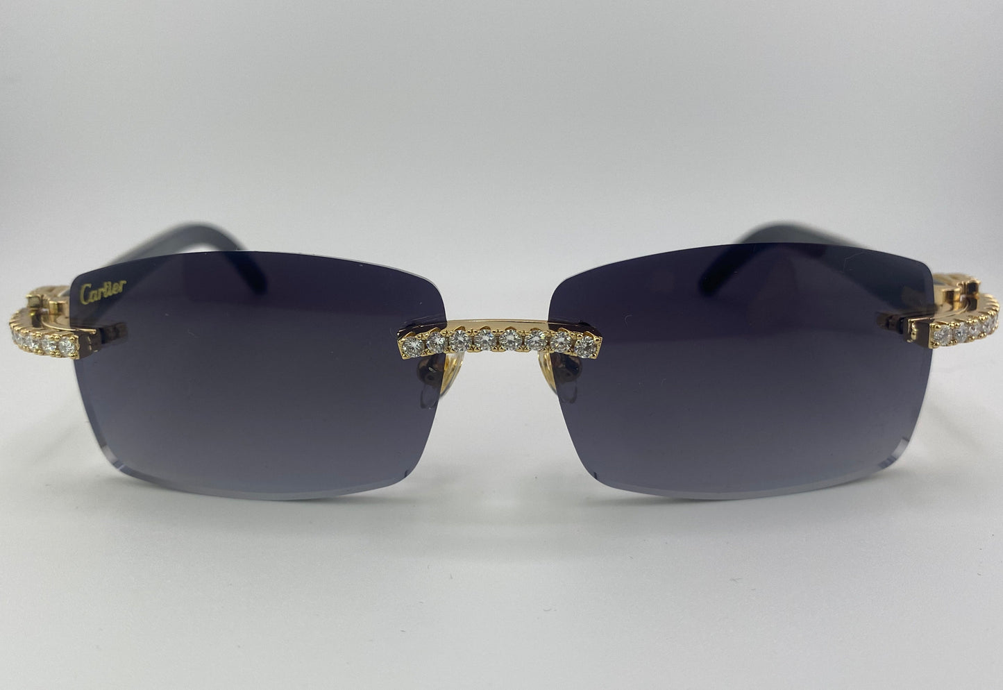 Iced out White Buffs - Black Tinted Lens