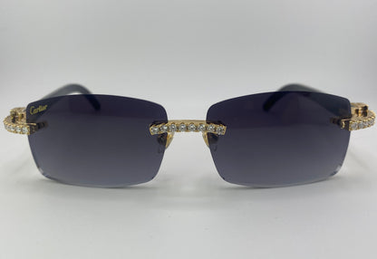 Iced out White Buffs - Black Tinted Lens