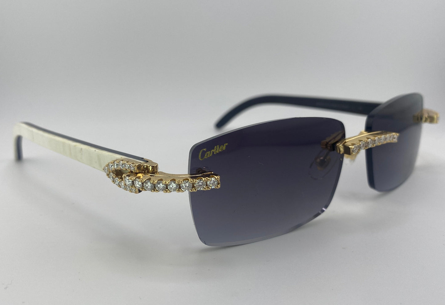 Iced out White Buffs - Black Tinted Lens