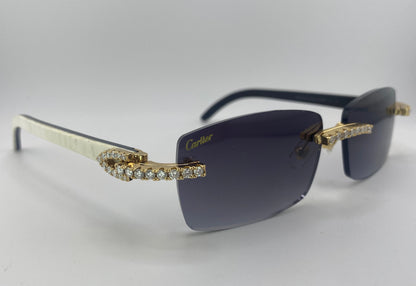 Iced out White Buffs - Black Tinted Lens