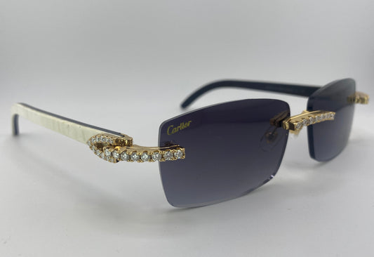 Iced out White Buffs - Black Tinted Lens