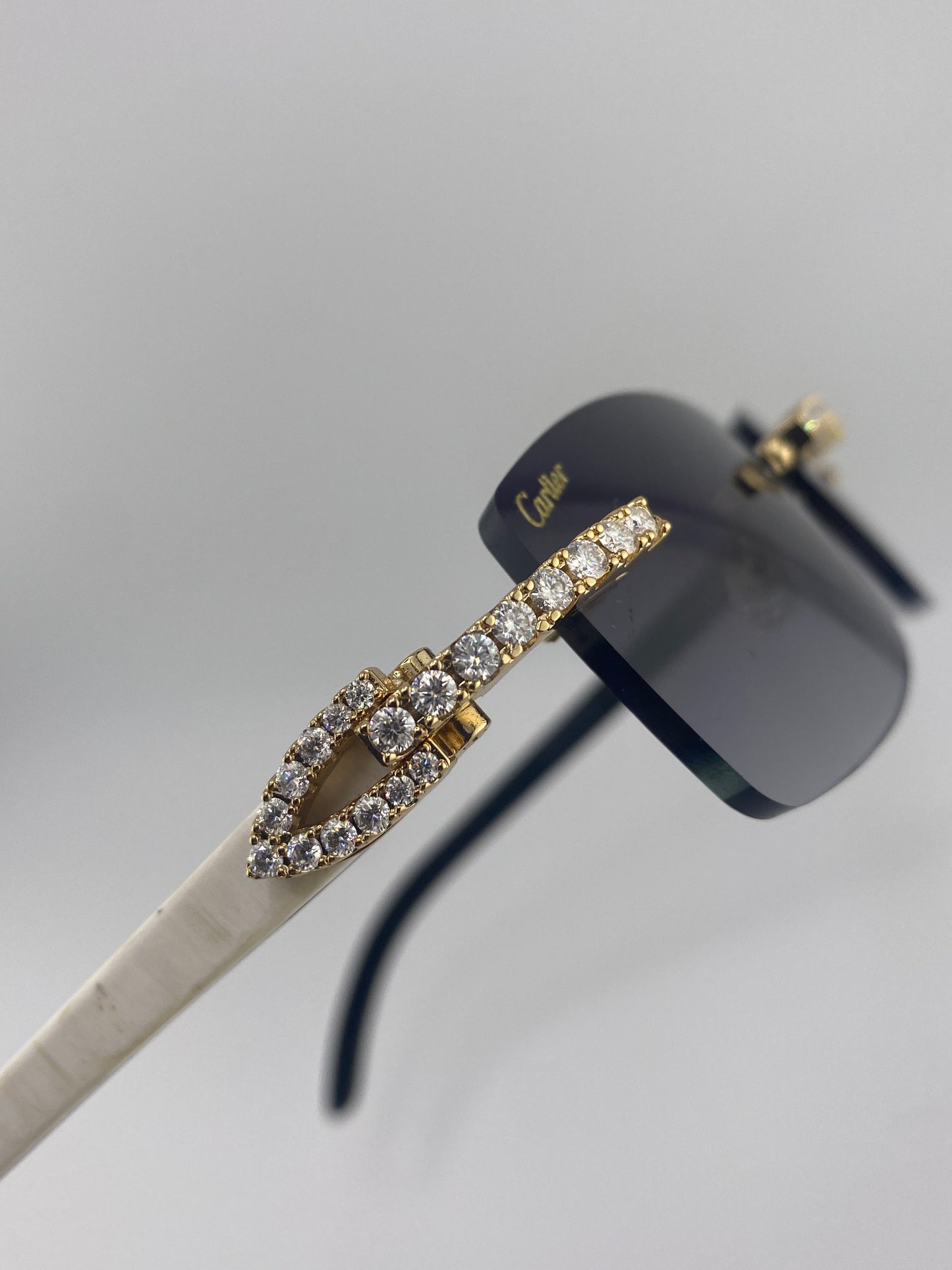 Iced out White Buffs - Black Tinted Lens
